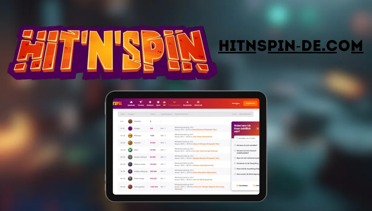 Hojny bonus powitalny z darmowymi spinami i bonusowymi pieniędzmi w HitnSpin.